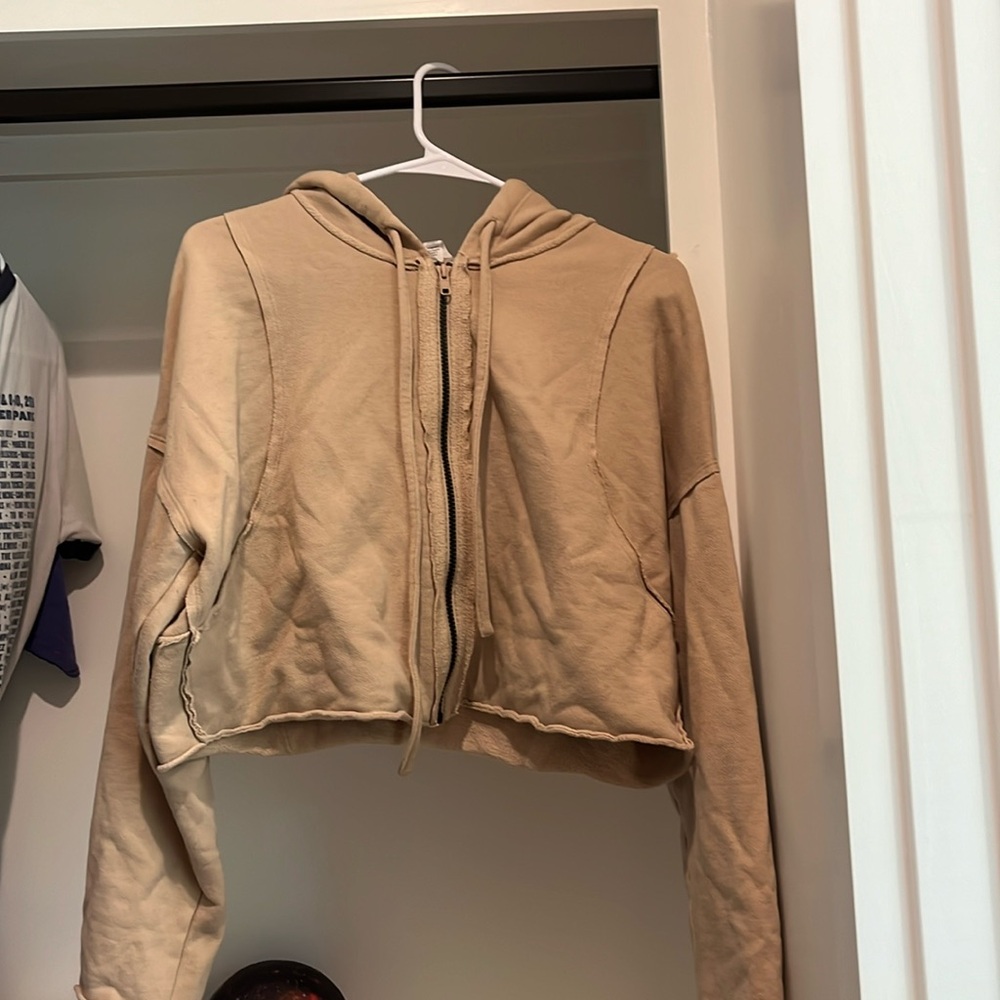 All yoga tan zipper hoodie